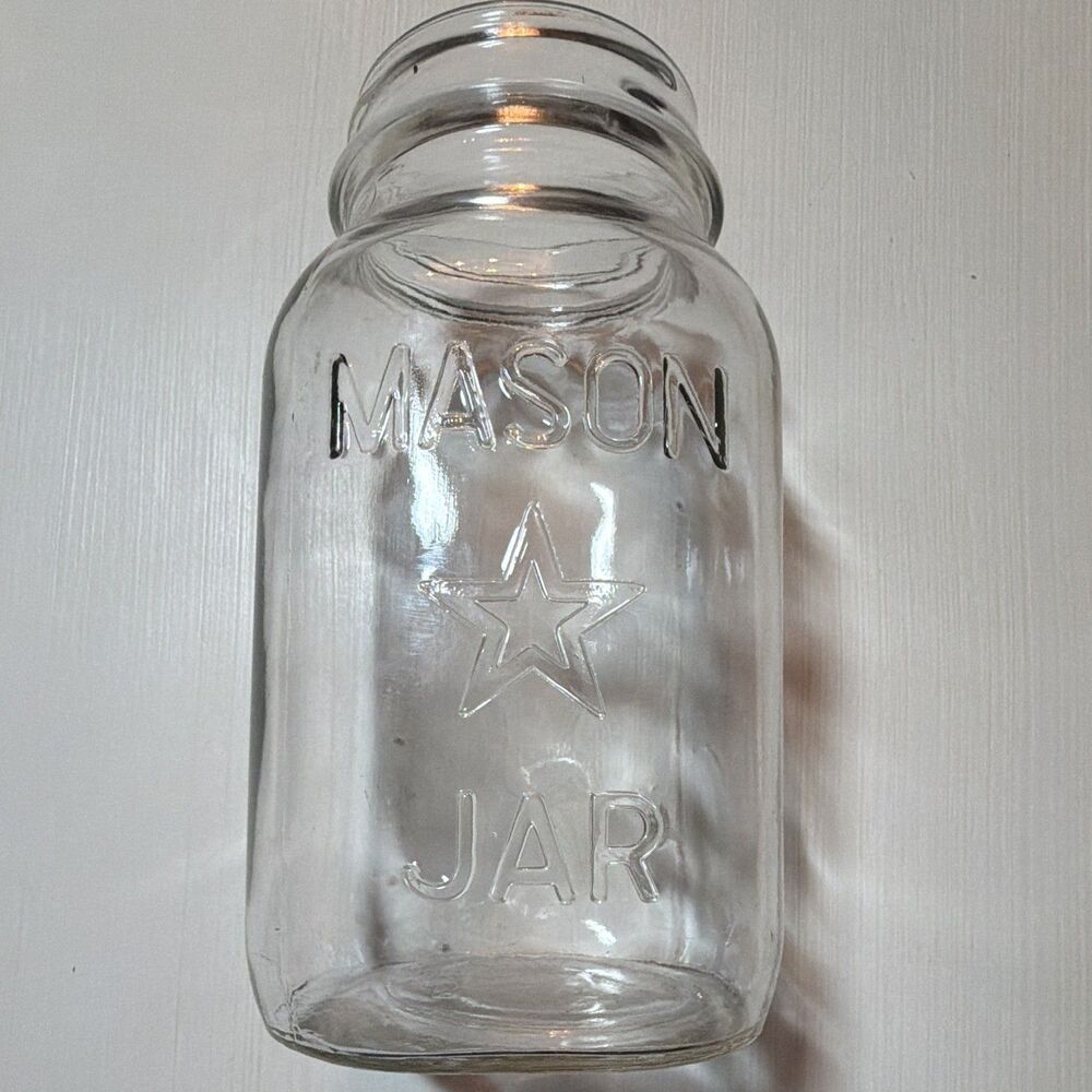 Vintage Mason Jar Star Embossed "MASON" "JAR" Markings